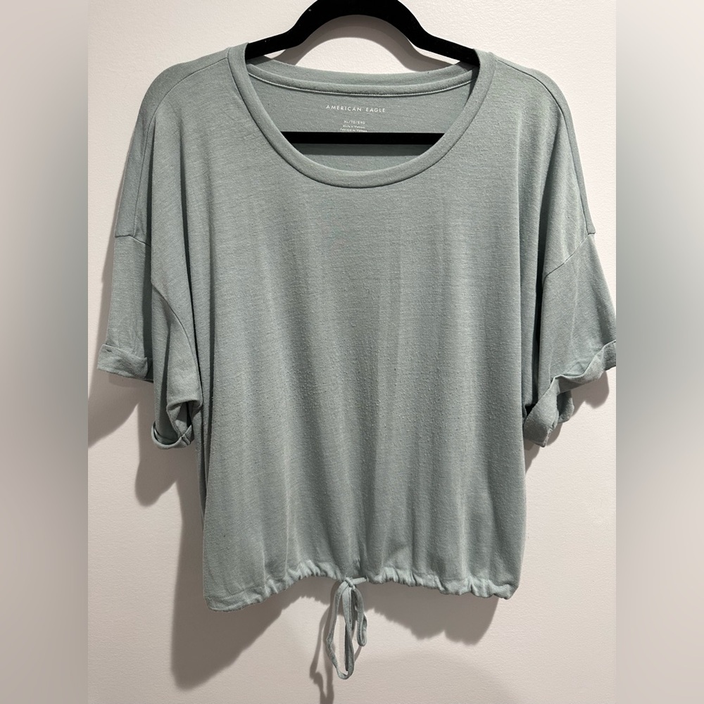 American Eagle Cinched Waist Tee Shirt (teal) (XL)